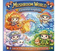 Mushroom World: Elemental Kingdoms (Vol. 2): 35 Whimsical & Magical Illustrations of Fire, Water, Air & Earth Mushroom Realms - A Fantasy Adventure Coloring Book for Kids and Adults