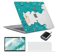 MUSHUI 4 in 1 Custodia per MacBook Air 13 M1 2020 2019 2018 A2337 / A2179 / A1932, Cover Rigid Protettivo Guscio Rigido Case & Copritastiera & Adattatore USB C per Mac Book Air M1, New10