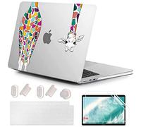 MUSHUI 4 in 1 Custodia per Macbook Air M2 M3 M4 13,6 Pollici A2681 A3113 A3240, 2025 2024 2022 con Touch ID, Plastica Case Cover Rigida & Pellicola Tastiera & Proteggi Schermo, Giraffa