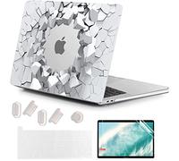 MUSHUI 4 in 1 Custodia per MacBook Pro 13 Pollici 2022-2016 (Modello: A2338 M1 M2 A2289 A2251 A2159 A1989 A1706 A1708), Morbida Case & Tastiera Cover per Mac Pro 13.3", Foro Nero 3D