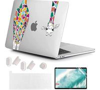 MUSHUI 4 in 1 Custodia per MacBook Pro 13 Pollici 2022-2016 (Modello: A2338 M1 M2 A2289 A2251 A2159 A1989 A1706 A1708), Morbida Case & Tastiera Cover per Mac Pro 13.3", Giraffa 2