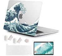 MUSHUI 4 in 1 Custodia per MacBook Pro 13 Pollici 2022-2016 (Modello: A2338 M1 M2 A2289 A2251 A2159 A1989 A1706 A1708), Morbida Case & Tastiera Cover per Mac Pro 13.3", Onde Giapponesi