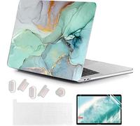 MUSHUI 4 in 1 Custodia per MacBook Pro 13 Pollici 2022-2016 (Modello: A2338 M1 M2 A2289 A2251 A2159 A1989 A1706 A1708), Morbida Case & Tastiera Cover per Mac Pro 13.3", Marmo Verde