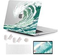 MUSHUI 4 in 1 Custodia per MacBook Pro 13 Pollici 2022-2016 (Modello: A2338 M1 M2 A2289 A2251 A2159 A1989 A1706 A1708), Morbida Case & Tastiera Cover per Mac Pro 13.3", Onde Verdi