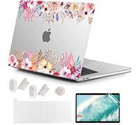 MUSHUI 4 in 1 Custodia per MacBook Pro 13 Pollici 2022-2016 (Modello: A2338 M1 M2 A2289 A2251 A2159 A1989 A1706 A1708), Morbida Case & Tastiera Cover per Mac Pro 13.3", Fiori Brillanti 1