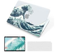 MUSHUI 4 in 1 Custodia per Macbook Pro 14 Pollici 2024-2021 M4 M3 M2 M1 Pro Max A3112 A3185 A3401 A2918 A2992 A2779 A2442, Ultra Sottile Cover Rigido in Plastica, Onda Giapponese 3