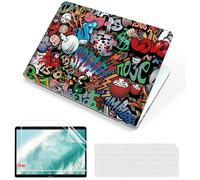 MUSHUI 4 in 1 Custodia per Macbook Pro 14 Pollici 2024-2021 M4 M3 M2 M1 Pro Max A3112 A3185 A3401 A2918 A2992 A2779 A2442, Ultra Sottile Cover Rigido in Plastica, Graffiti