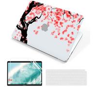 MUSHUI 4 in 1 Custodia per Macbook Pro 14 Pollici 2024-2021 M4 M3 M2 M1 Pro Max A3112 A3185 A3401 A2918 A2992 A2779 A2442, Ultra Sottile Cover Rigido in Plastica, Fiori Ciliegio