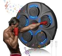 Music Box Machine Salto Boxer Musicale A Parete Con Guanti Boxe Macchina Elettronica Boxe Musicale LED Parete Smart Boxing Target Attrezzature,Supporta Bluetooth,9 Modalità per Bambini Adulti (NeroI)