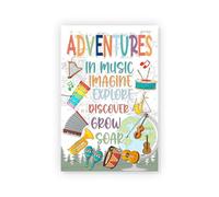 Music Classroom Poster Musical Adventure Theme Educational Wall Art for Band Orchestra Teachers Students Room Decor(Framed,08x12inch(20x30cm))