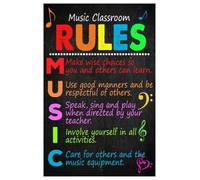 Music Classroom Rules Poster for Elementary Band Room | Respect instruments listen actively participate positively care for equipment space(Framed,12x18inch(30x45cm))