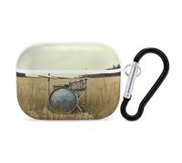 Music Drum in Field AirPods Pro 2 custodia protettiva antiurto rigida per uomo e donna, compatibile con Airpod Pro custodia di 2a/1a generazione con portachiavi - bianco