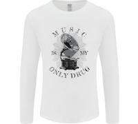 Music È La Mia Unica Droga Divertente DJ VINILE DECKS Uomo Manica Lunga T-Shirt