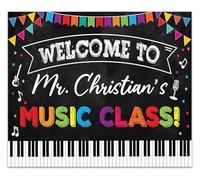 Music Education Wall Art Personalized Welcome to Music Classroom Poster Customized Teacher Name for School Decor(Framed,12x18inch(30x45cm))