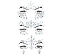 Music Festival Face Jewels, 3 pezzi di pietre glitterate per il viso, per il viso, per feste di carnevale