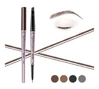 Music Flower impermeabile, matita sopracciglia doppia punta, trucco occhi a lunga durata a prova di sbavature, Marrone scuro