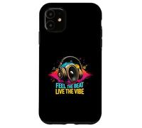 Music Headphones DJ Feel The Beat Live The Vibe Retro Sound Custodia per iPhone 11
