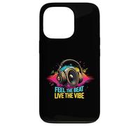 Music Headphones DJ Feel The Beat Live The Vibe Retro Sound Custodia per iPhone 13 Pro