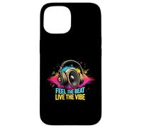 Music Headphones DJ Feel The Beat Live The Vibe Retro Sound Custodia per iPhone 15