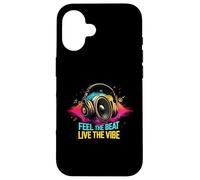 Music Headphones DJ Feel The Beat Live The Vibe Retro Sound Custodia per iPhone 16