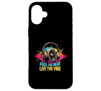 Music Headphones DJ Feel The Beat Live The Vibe Retro Sound Custodia per iPhone 16 Plus