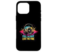 Music Headphones DJ Feel The Beat Live The Vibe Retro Sound Custodia per iPhone 16 Pro Max