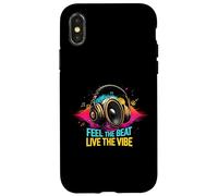 Music Headphones DJ Feel The Beat Live The Vibe Retro Sound Custodia per iPhone X/XS