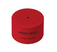 Music Hero Mini speaker wireless rotondo da 3 Watt, con laccetto, 2 ore di musica e chiamate, comandi e microfono integrati, Rosso