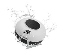 Music Hero Speaker 3W con ventosa, tasti per musica e chiamate, microfono integrato e vivavoce, protetto dall'acqua per utilizzo in doccia, bagno, piscina e cucina, colore bianco