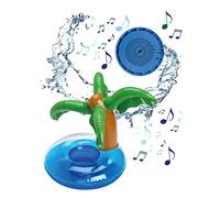 Music Hero Speaker wireless impermeabile, cassa audio 3W con gonfiabile a forma di isolotto con palma, altoparlante per piscina, vasca e feste, mini pompa e cavo di ricarica inclusi, blu