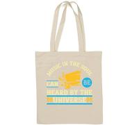 Music in the soul can be heard by the universe artist slogan Natural Cotton Tote Bag Bianco