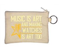 Music is Art, and Making Watches is Art, Too Artist Musicista Slogan Portachiavi Portamonete Beige, Beige, Taglia unica