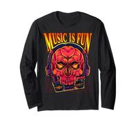 Music is Fun - Cuffie e Lettore Audio retrò con Teschio Maglia a Manica