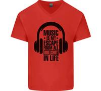 Music Is il Mio Fuga Da B/S IN Life Rock Uomo Scollo A V Cotone T-Shirt