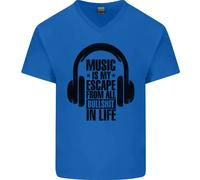 Music Is il Mio Fuga Da B/S IN Life Rock Uomo Scollo A V Cotone T-Shirt
