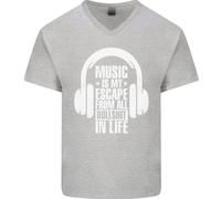 Music Is il Mio Fuga Da B/S IN Vita Danza Uomo Scollo A V Cotone T-Shirt