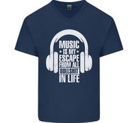 Music Is il Mio Fuga Da B/S IN Vita Danza Uomo Scollo A V Cotone T-Shirt