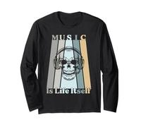 Music Is Life Itself - Cuffie con Teschio retrò Maglia a Manica