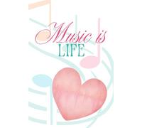Music Is Life: Wide Lined Journal with Musical Notes Watermarked | 6x9 Notebook for Music Lovers, Songwriters & Creative Minds (120 Pages): Music Inspired Watermark Pages
