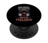 Music Is Math With Feelings Headphones Heartbeat Art PopSockets PopGrip Adesivo
