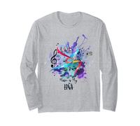 Music Is My DNA Ritmo Grafica Vintage Retro Musicista Maglia a Manica