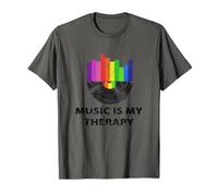 Music is My Therapy Citazione Vintage Vinile Maglietta