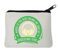 Music is The best means we have of digesting time slogan neoprene portamonete 10 x 11 cm bianco, bianco, Taglia unica