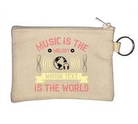 Music is The Melody Whose Text is The World Headphones Portachiavi Portamonete Beige, Beige, Taglia unica