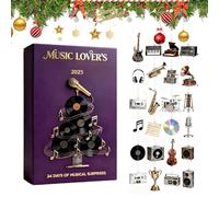 Music Lover Advent Christmas | 2D Acrylic Ornament Decor,Musical Theme Charm | Musicall Instrument Countdown Decors for Home Christmass Tree Wall Window Musicc Lovers Vacation Party Favors