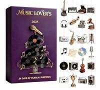 Music Lover Calendar Advent 2025-24 Day 2D Acrylic Christmas Decoration with Musical Elements, Festive Countdown Ornament for Home, Tree, Car Mirror, or Wall Décor for Music Fans