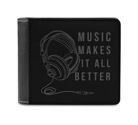 Music Makes It All Better - Portafoglio da uomo in pelle con scomparti per carte di credito, Stile:, Taglia unica