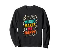 Music Makes Me Happy, note musicali colorate vintage divertenti Felpa
