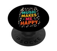 Music Makes Me Happy, note musicali colorate vintage divertenti PopSockets PopGrip Adesivo