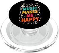 Music Makes Me Happy, note musicali colorate vintage divertenti PopSockets PopGrip per MagSafe